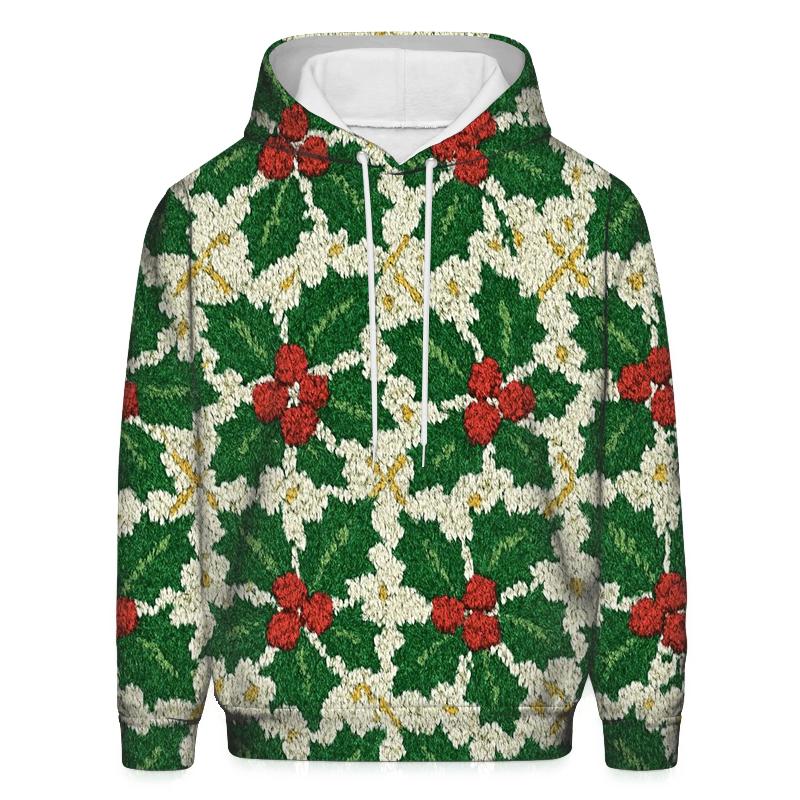 Holly Berry Dot Matrix Design lightweight hoodies