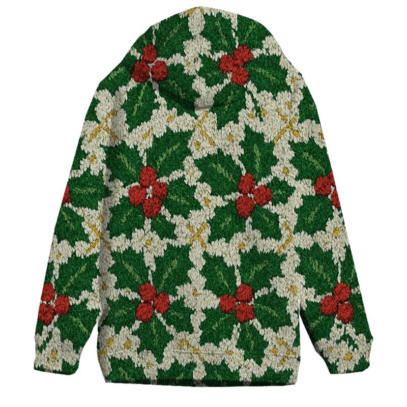 Holly Berry Dot Matrix Design lightweight hoodies