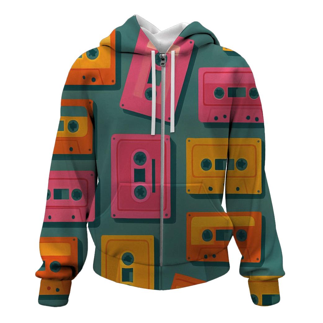 Cassette Echo Pattern lightweight hoodies