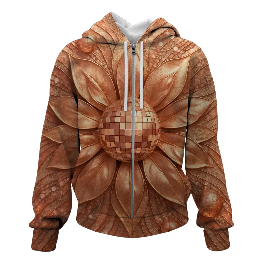 Rose Gold Disco Bloom zip-up hoodies