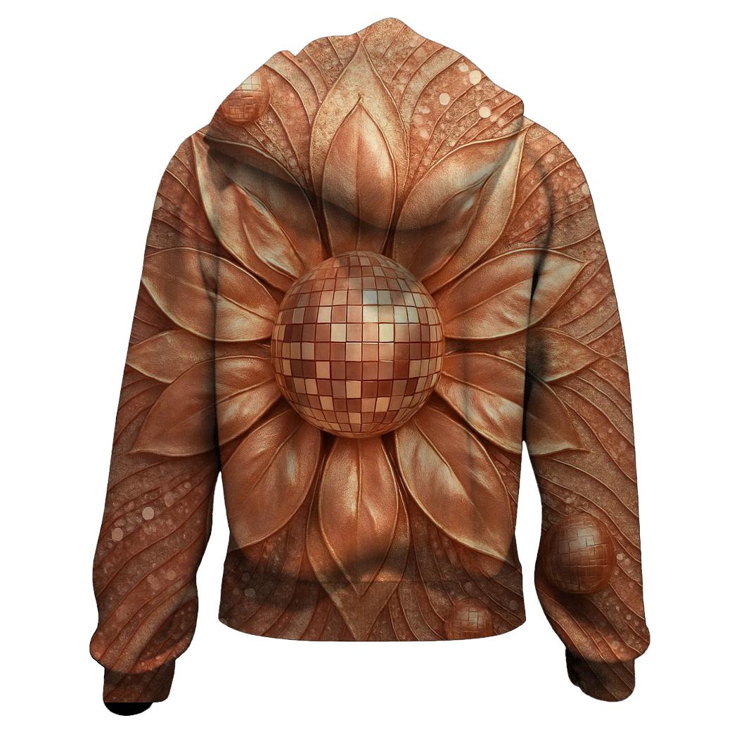 Rose Gold Disco Bloom zip-up hoodies