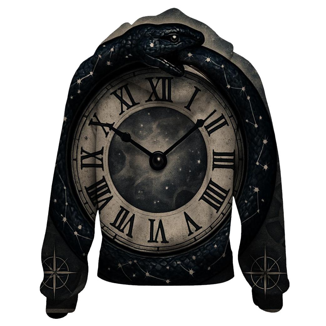 Celestial Serpent Timekeeper printed hoodies