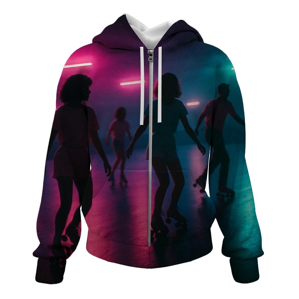 Retro Roller Rink Night embroidered hoodies