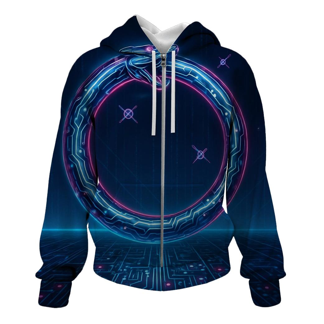 Chromatic Neon Ouroboros Circuit custom hoodies