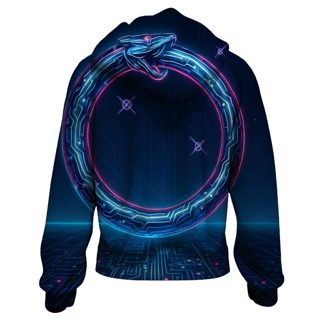Chromatic Neon Ouroboros Circuit custom hoodies