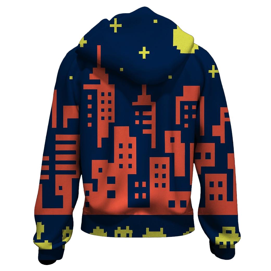 Arcade Pixel Skyline premium hoodies