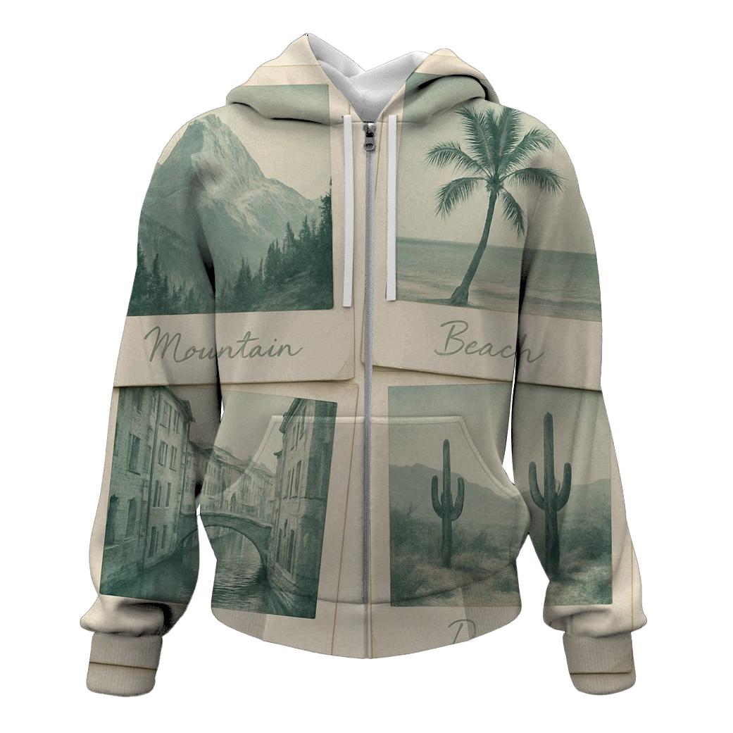 Polaroid Travel Memory Collage heavyweight hoodies