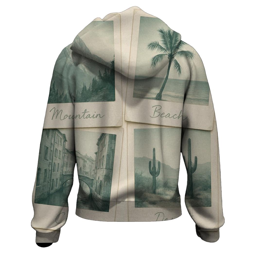 Polaroid Travel Memory Collage heavyweight hoodies