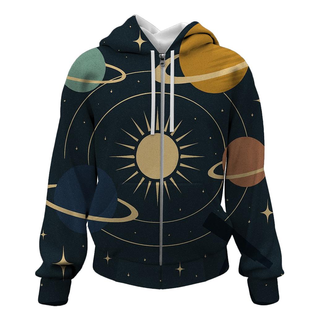 Retro Cosmic Orbit lightweight hoodies