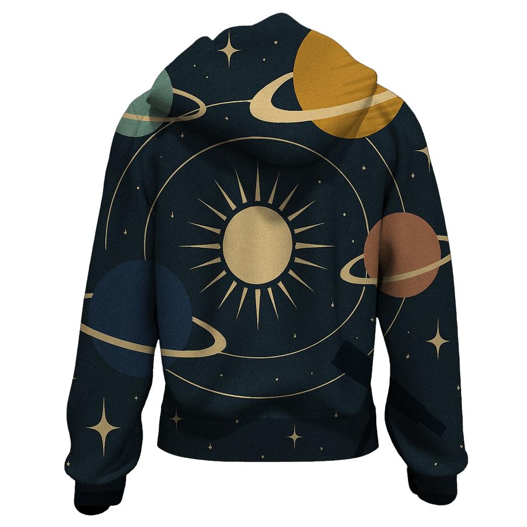 Retro Cosmic Orbit lightweight hoodies