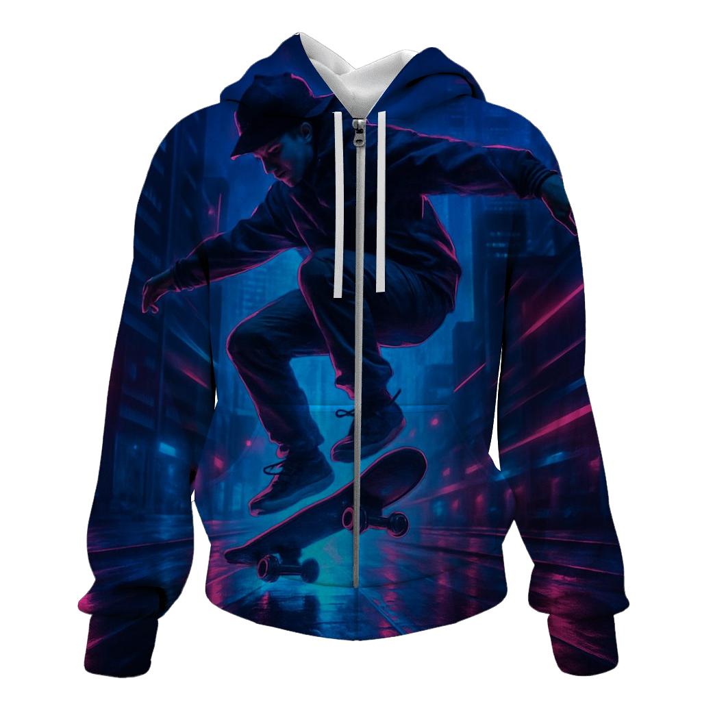 Night Skate Cityscape custom hoodies