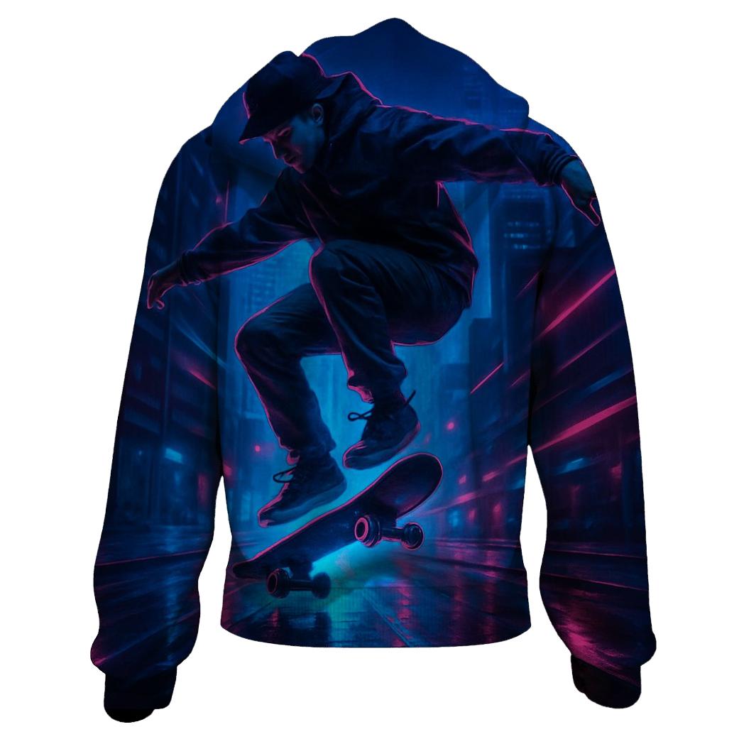 Night Skate Cityscape custom hoodies