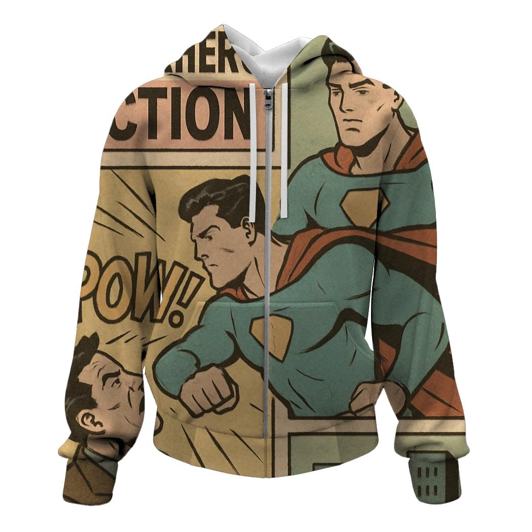 Faded Comic Strip Poster zip-up hoodies