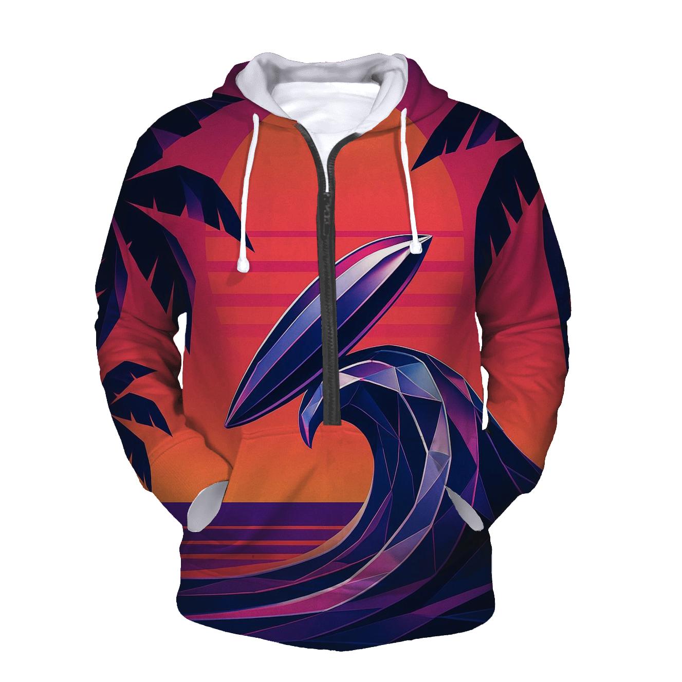 Retro Wave Surf Sunset lightweight hoodies