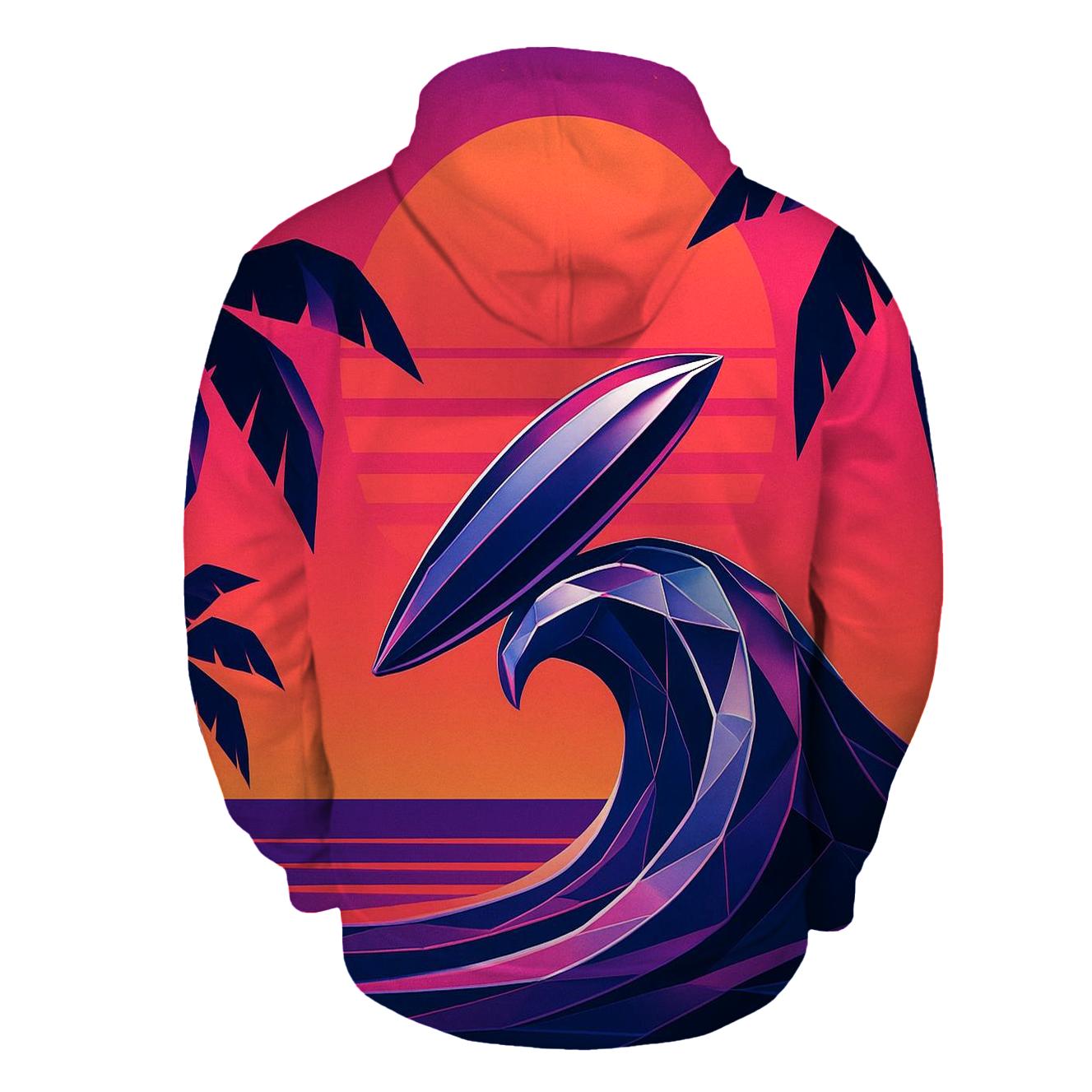 Retro Wave Surf Sunset lightweight hoodies