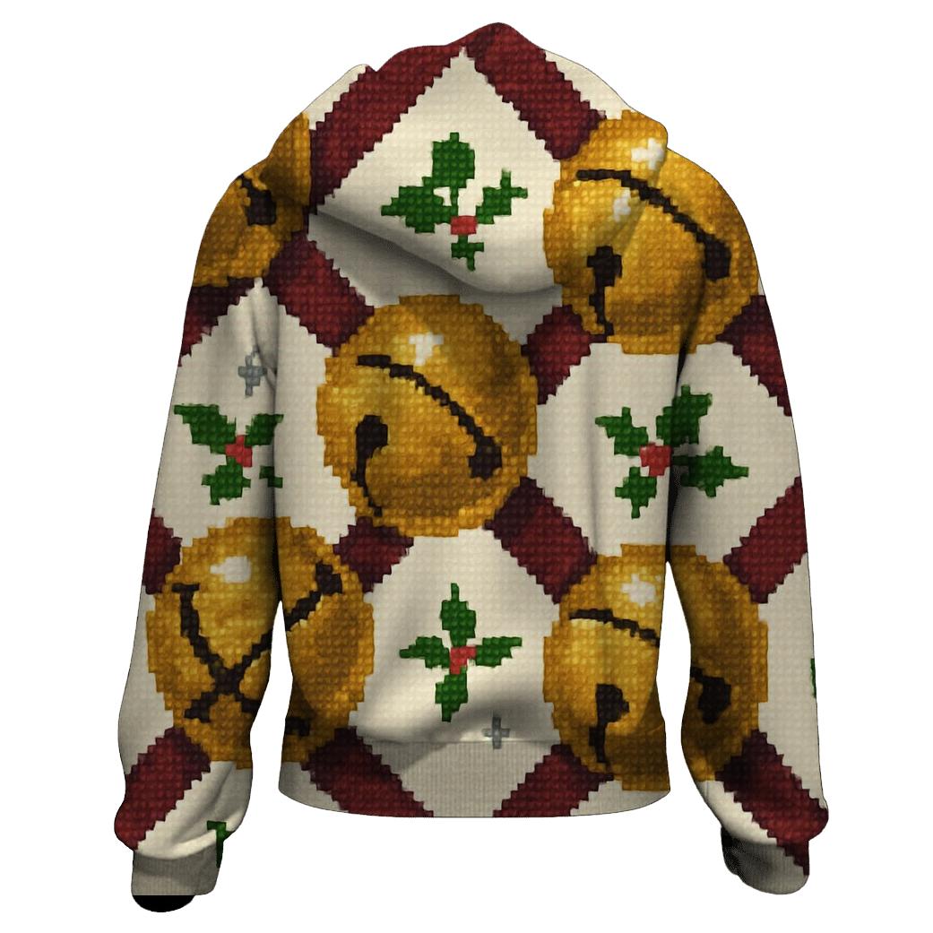Sleigh Bell Crisscross Design zip-up hoodies