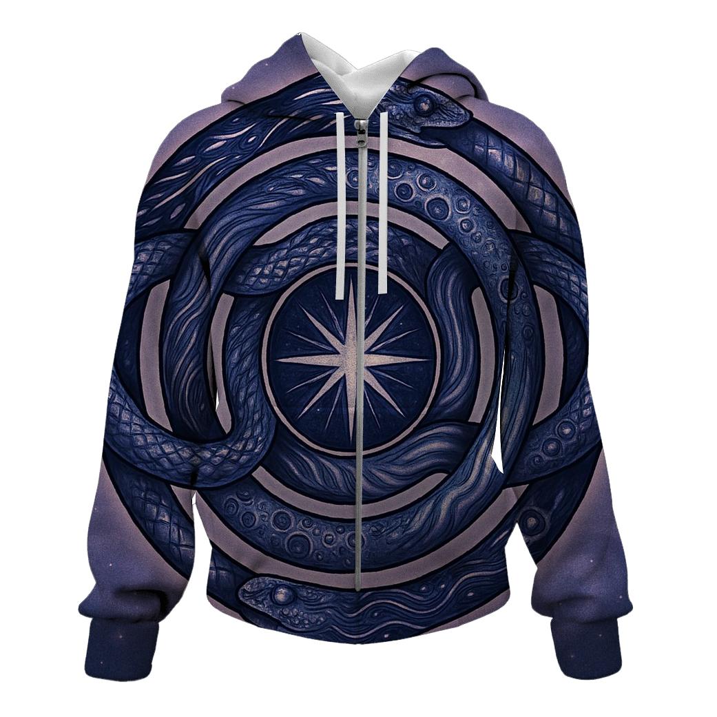 Stellar Ouroboros Tattoo Mandala printed hoodies