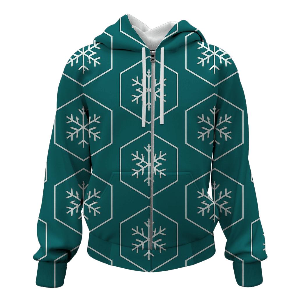 Snowflake Grid embroidered hoodies