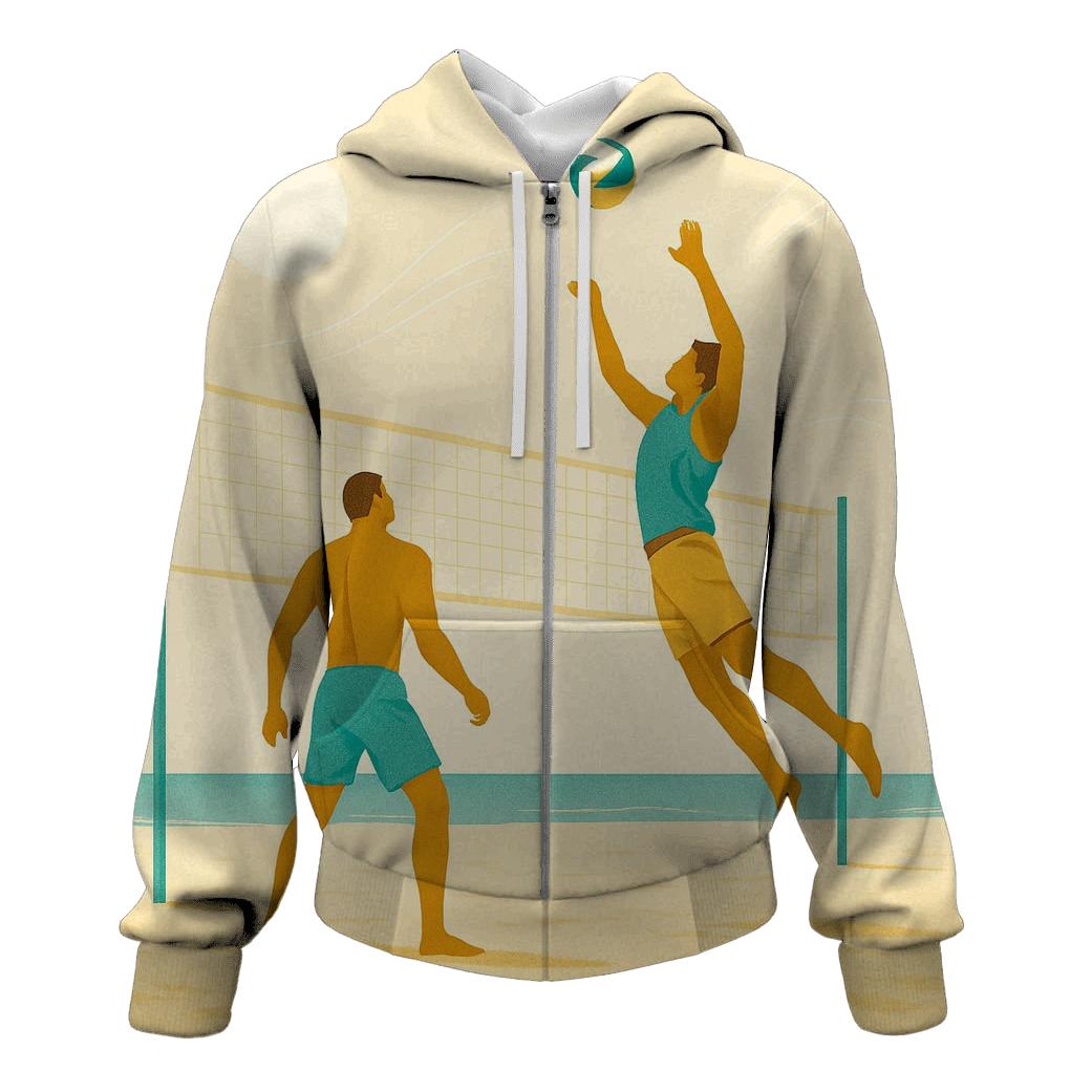 Coastal Beach Volleyball printed hoodies