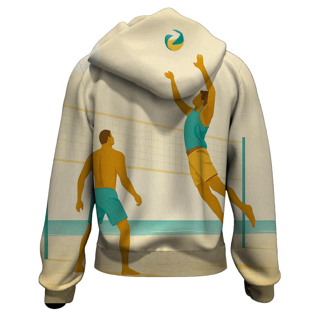 Coastal Beach Volleyball printed hoodies