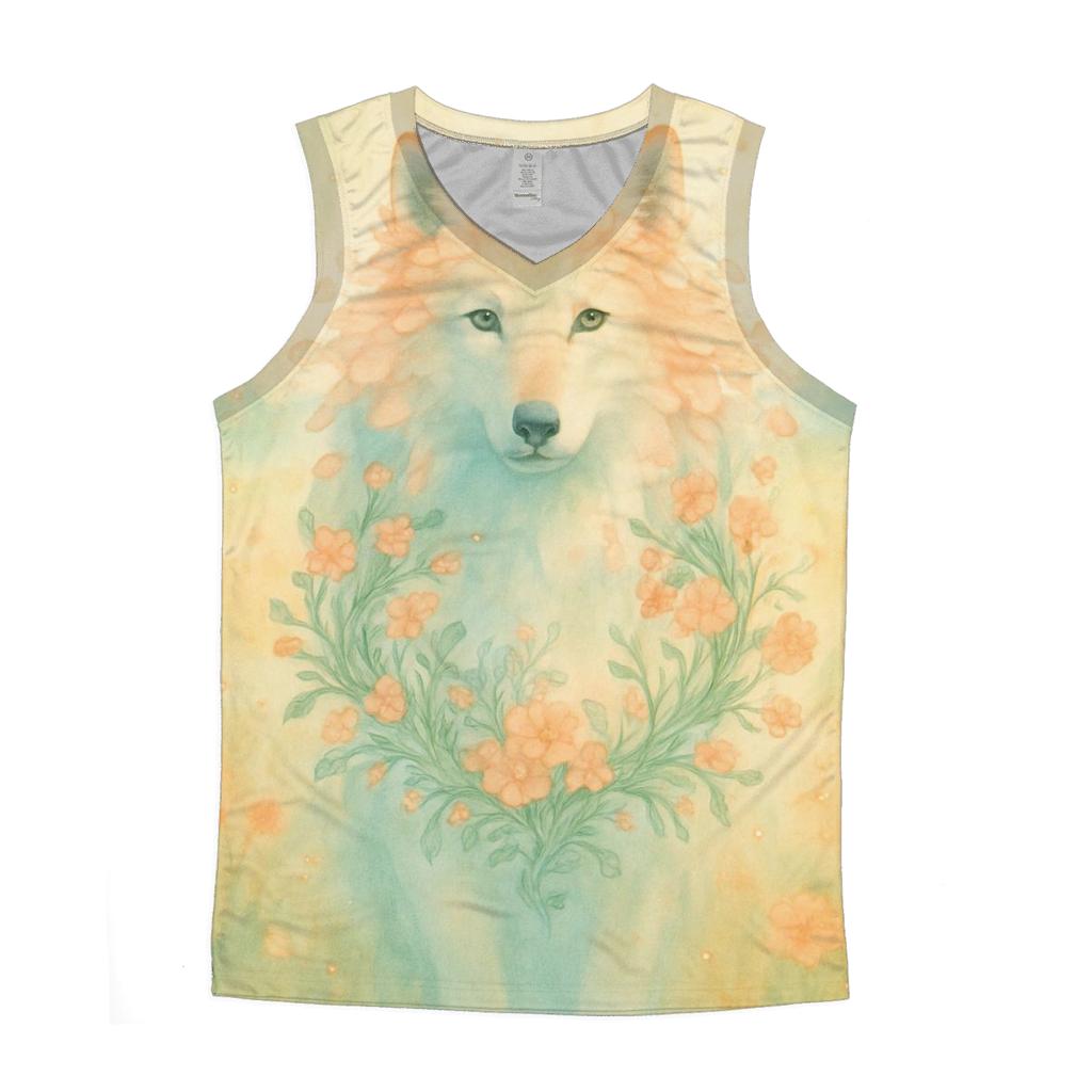 Blooming Spiritwolf graphic print tank tops