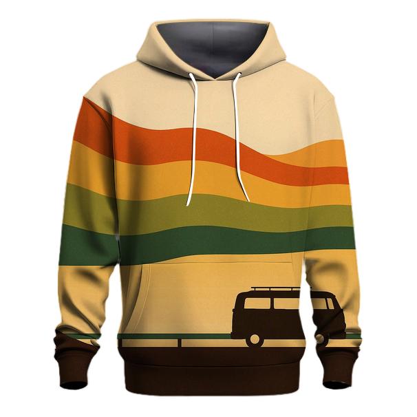 Sunset Wave Stripes embroidered hoodies