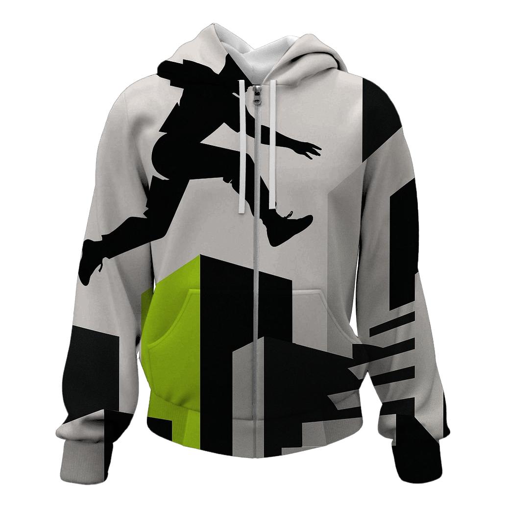 Parkour Urban Geometry zip-up hoodies