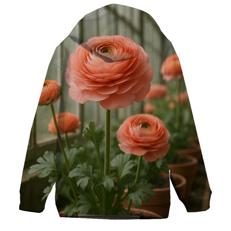Greenhouse Ranunculus Study zip-up hoodies