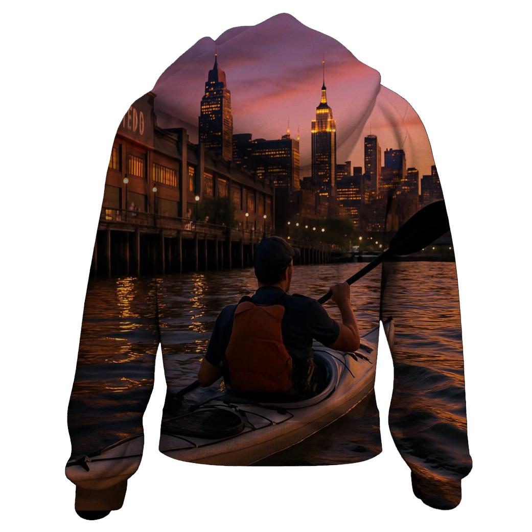 Sunset Kayak Paddle Along Chelsea Piers graphic hoodies