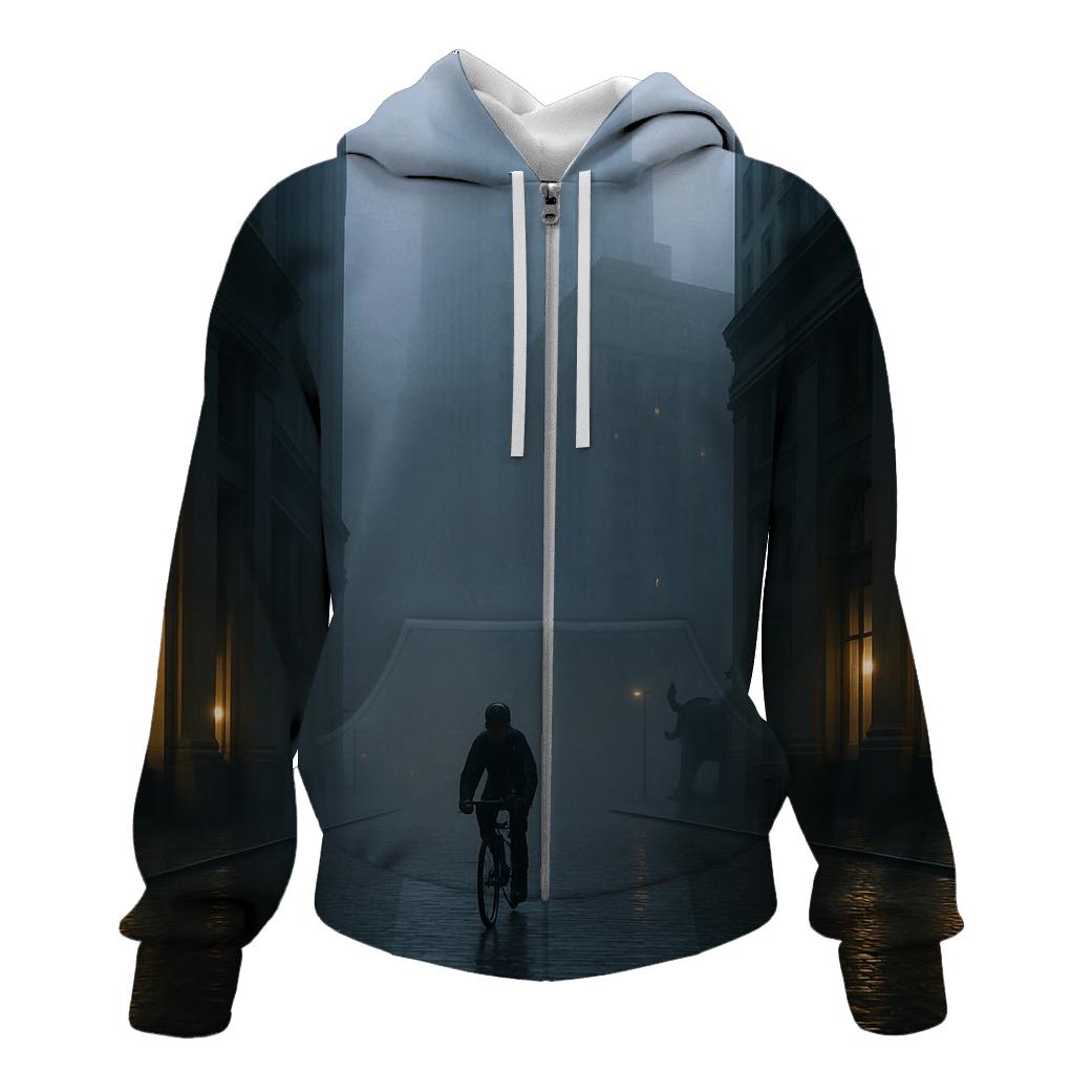 Fogbound Dawn Over The Financial District pullover hoodies