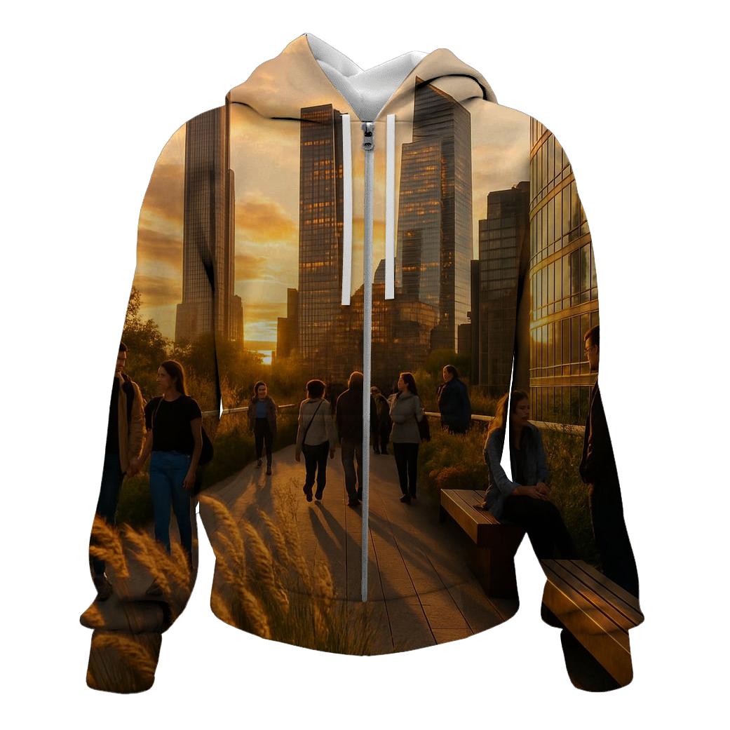 High Line Sunset With Sculptural Skyscrapers printed hoodies