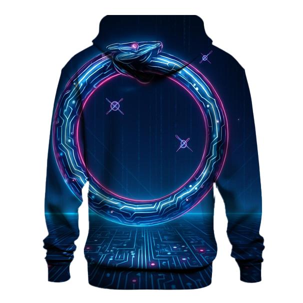 Chromatic Neon Ouroboros Circuit designer hoodies
