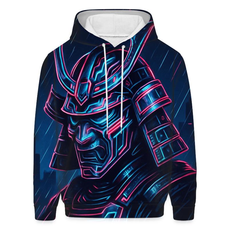 Neon Cyber Samurai Emblem premium hoodies