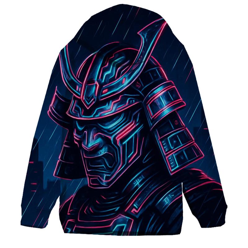 Neon Cyber Samurai Emblem premium hoodies