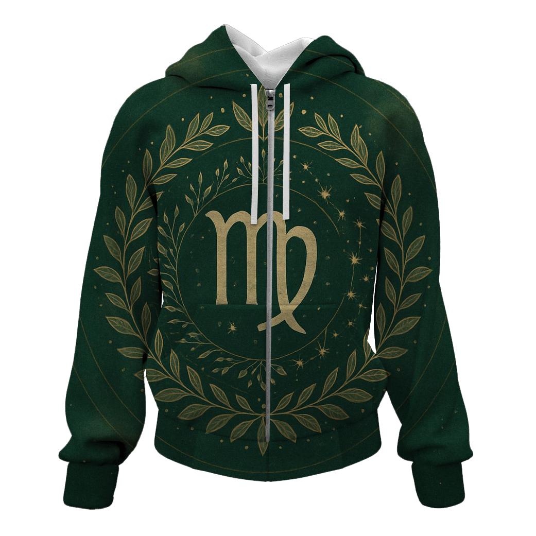 Celestial Virgo Earth Mandala embroidered hoodies