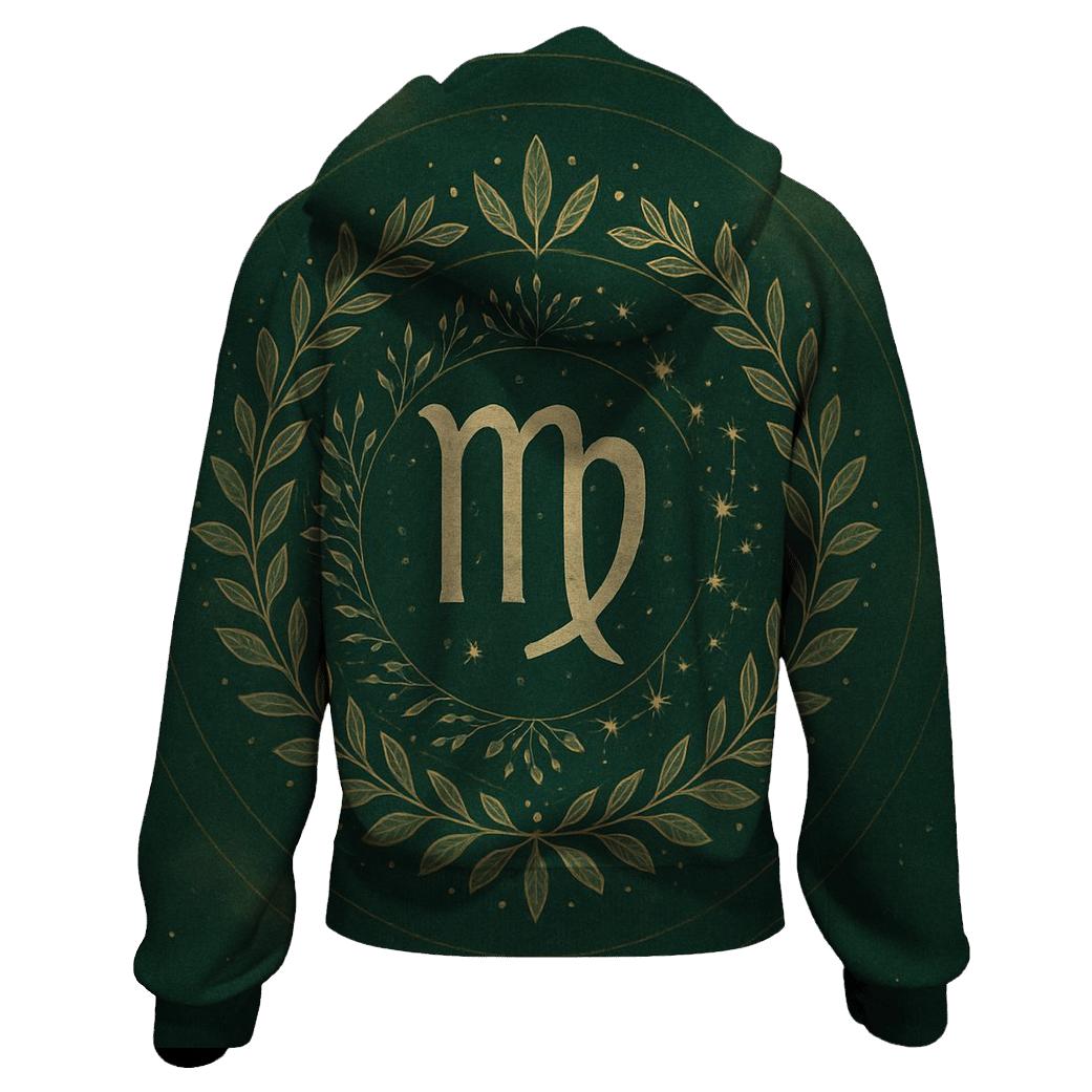 Celestial Virgo Earth Mandala embroidered hoodies