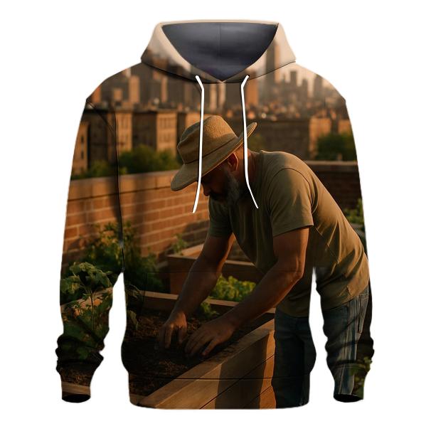 Harlem Rooftop Garden At Golden Hour hoodie designs