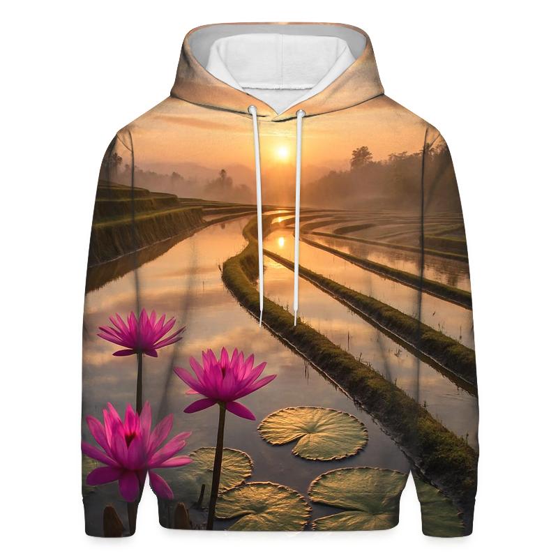 Rice Terraces Lotus Edge Sunrise pullover hoodies