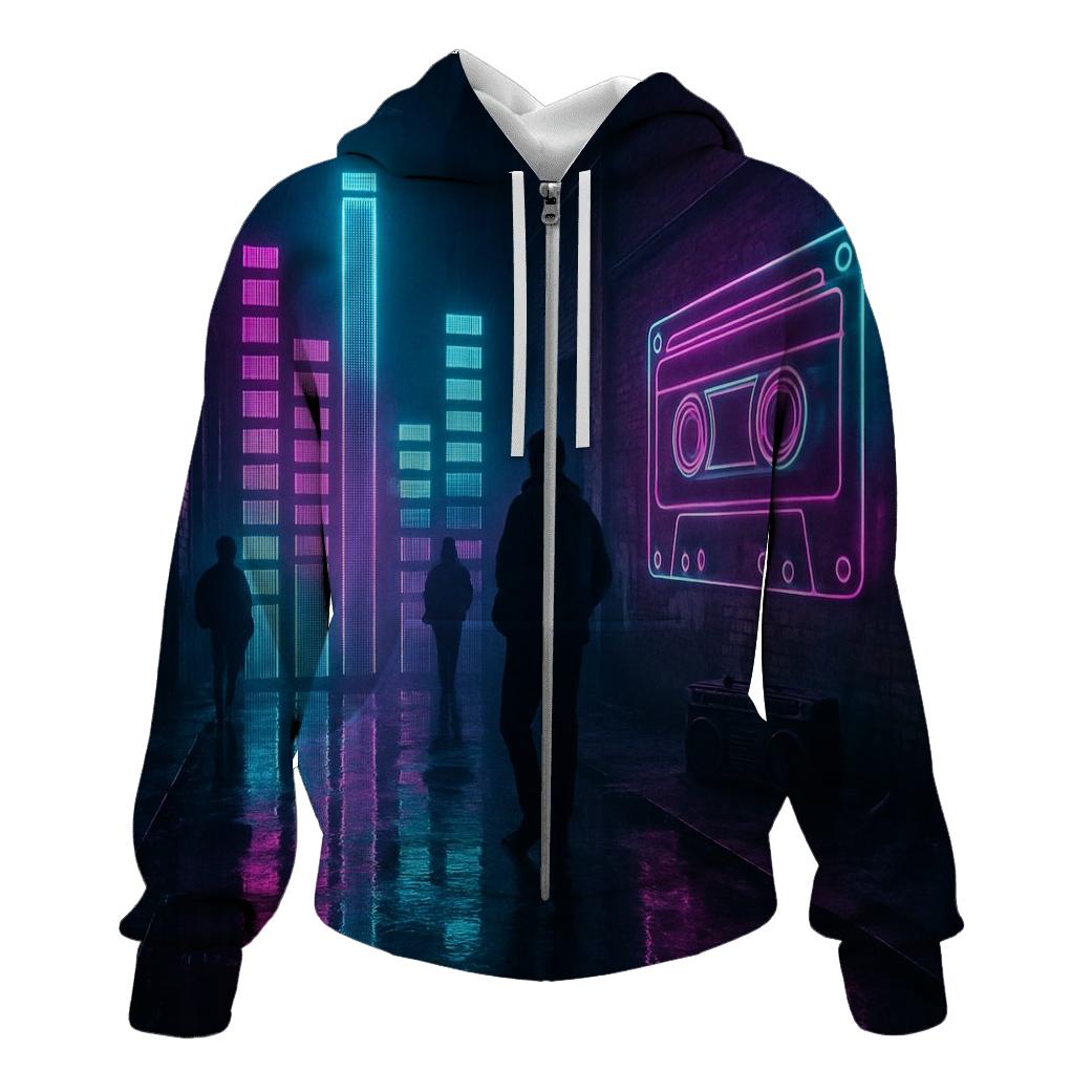 Neon Equalizer Alley zip-up hoodies