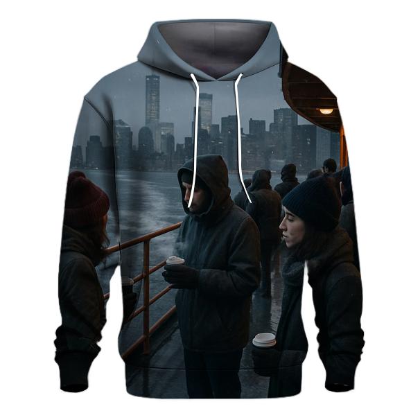 Winter Evening Ferry Crossing To Staten Island printed hoodies