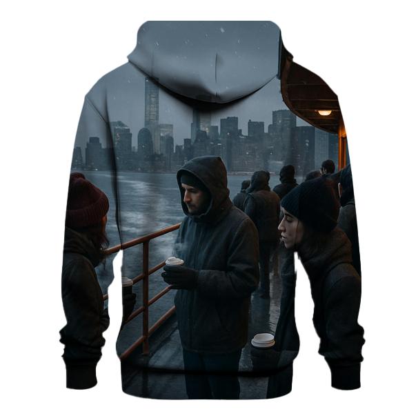 Winter Evening Ferry Crossing To Staten Island printed hoodies