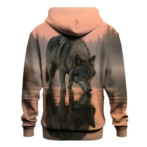Lone Wolf River Reflection pullover hoodies