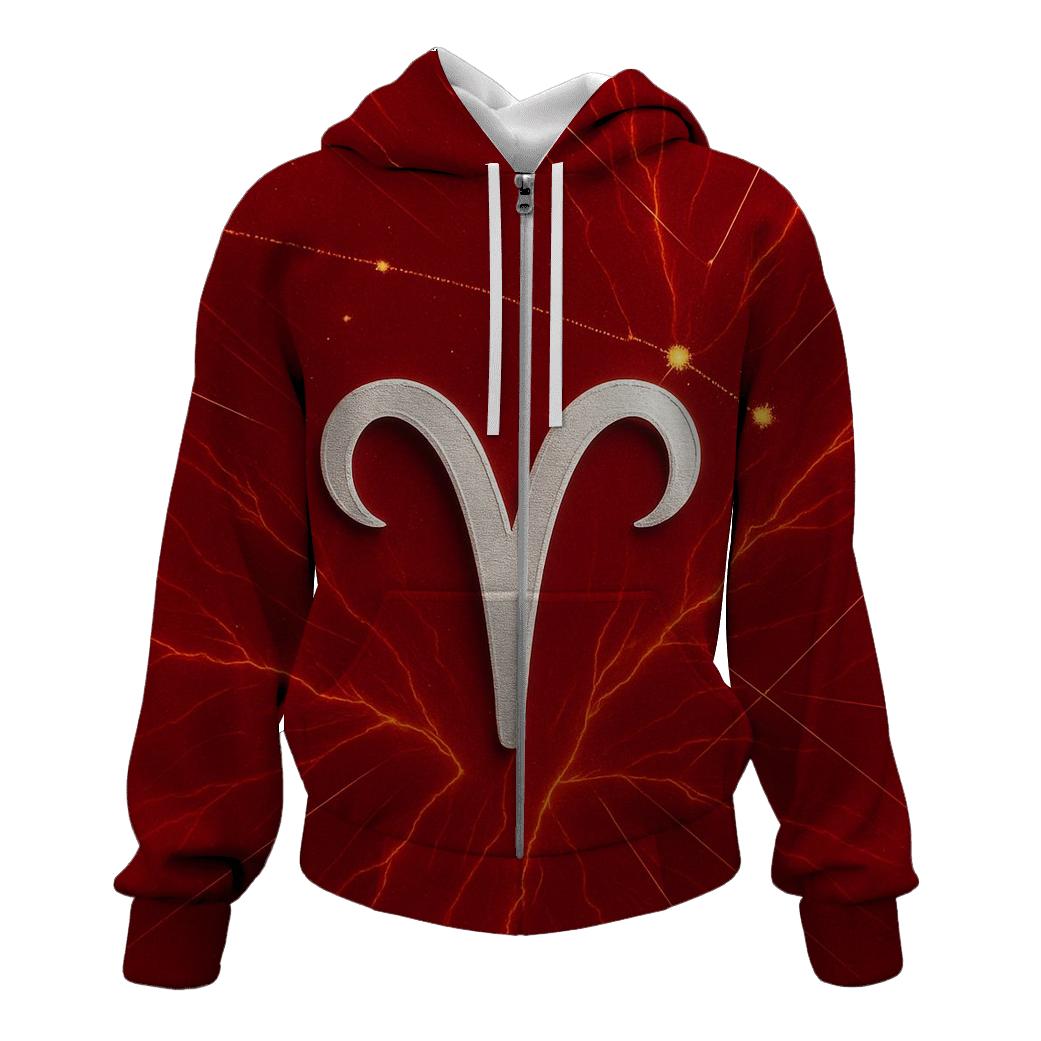 Aries Fire Constellation Map zip-up hoodies