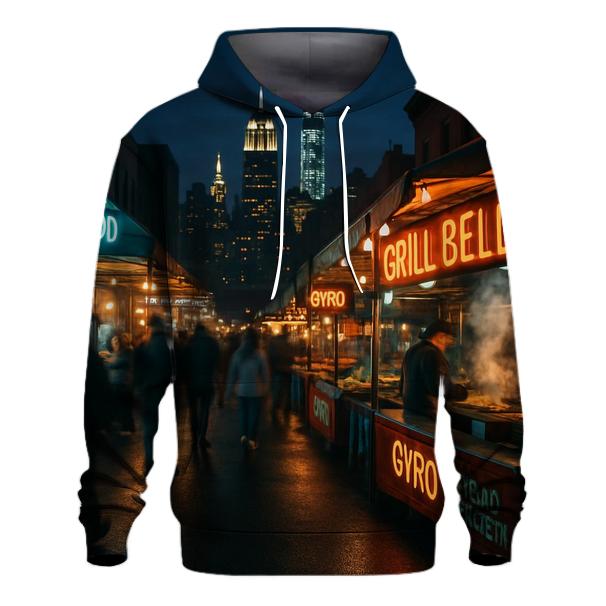 Night Market Alley With Skyline Vista graphic hoodies