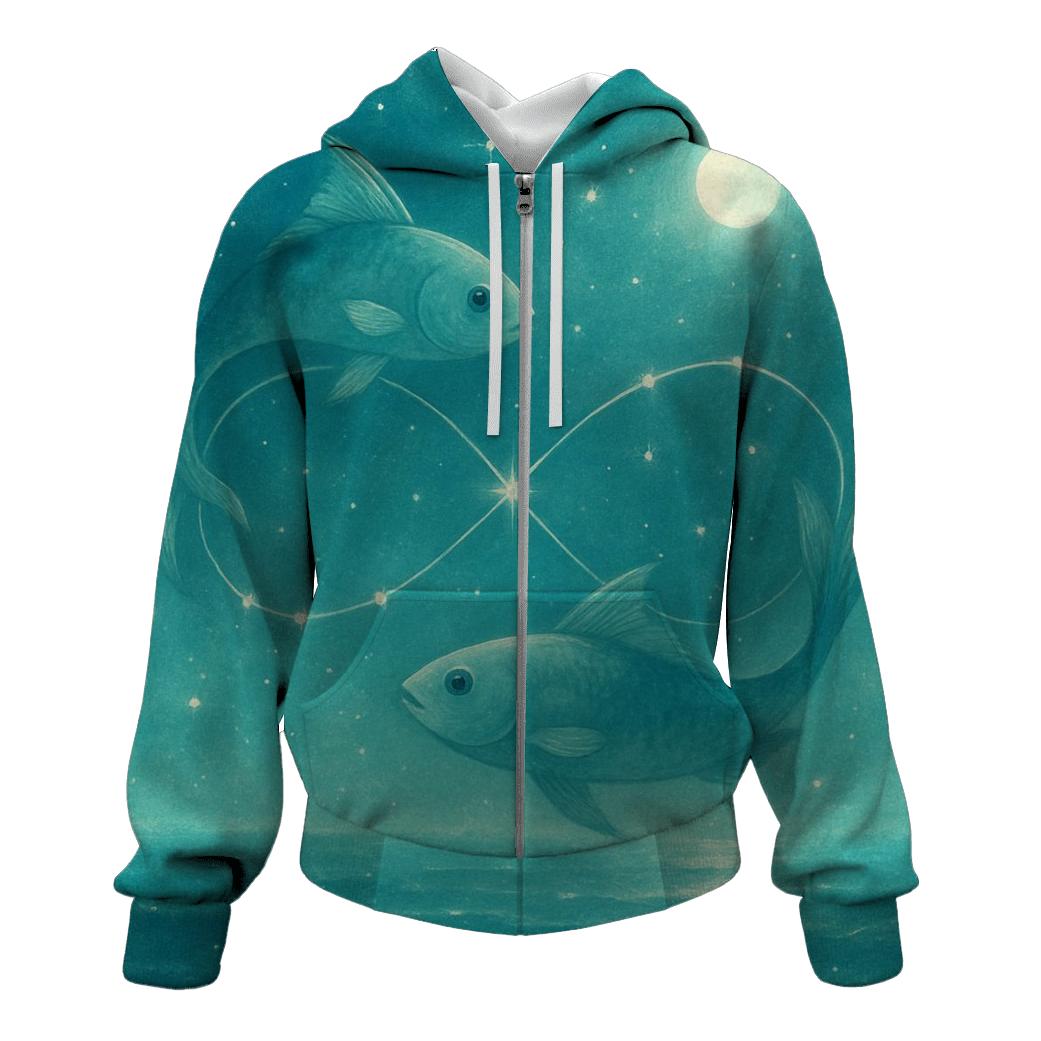 Pisces Cosmic Fish Dream Scene designer hoodies