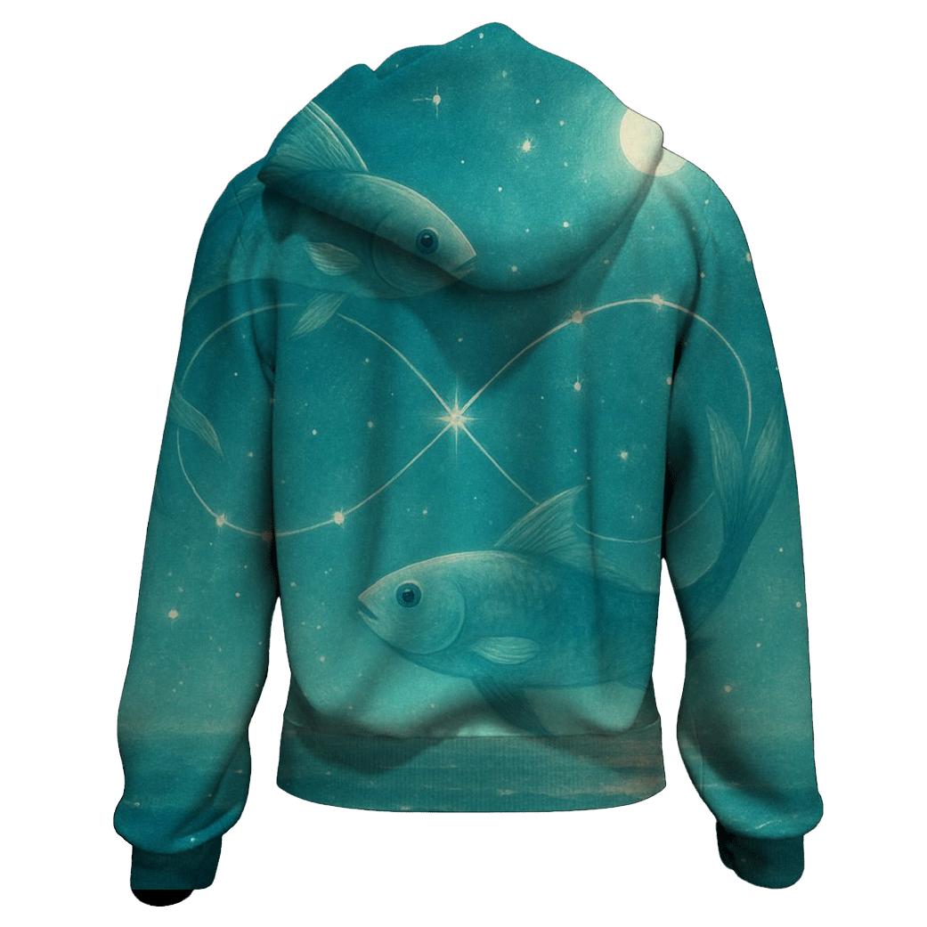 Pisces Cosmic Fish Dream Scene designer hoodies