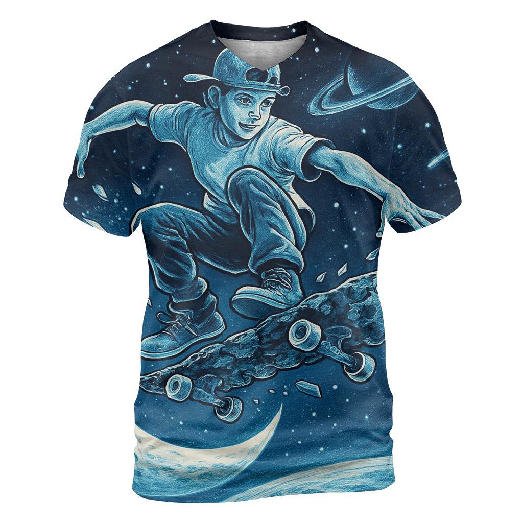 Celestial Skateboarder statement graphic shirts