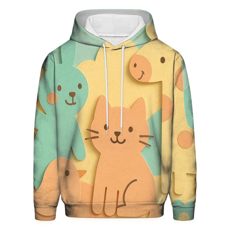 Playful Paper Cut Animals pullover hoodies