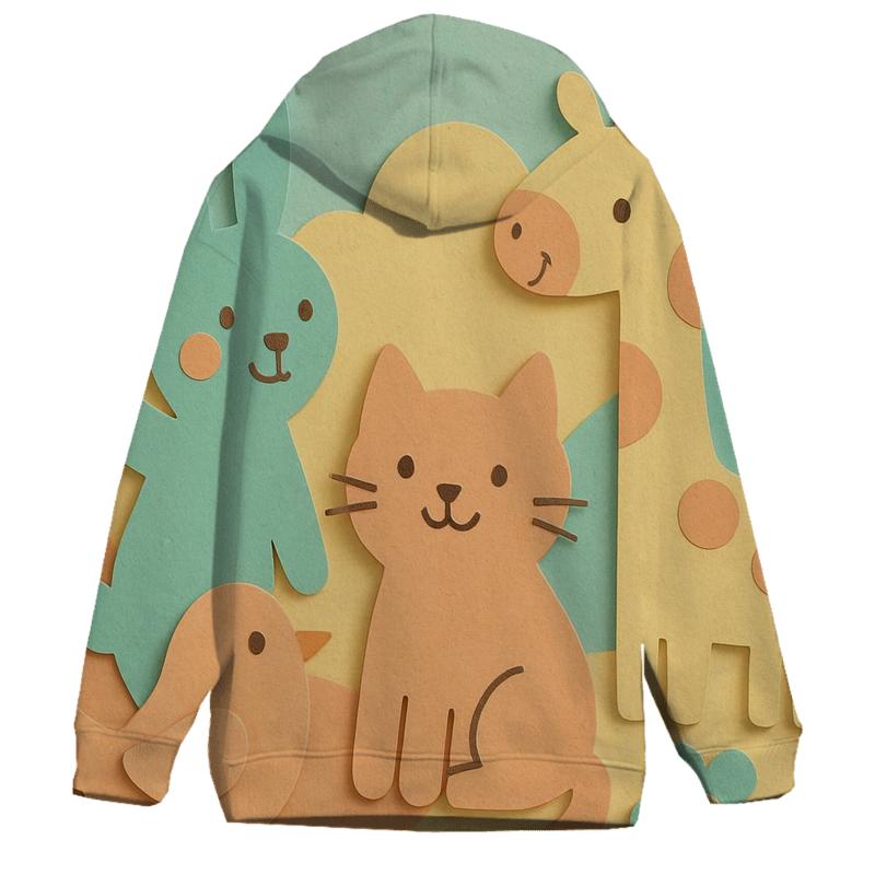 Playful Paper Cut Animals pullover hoodies