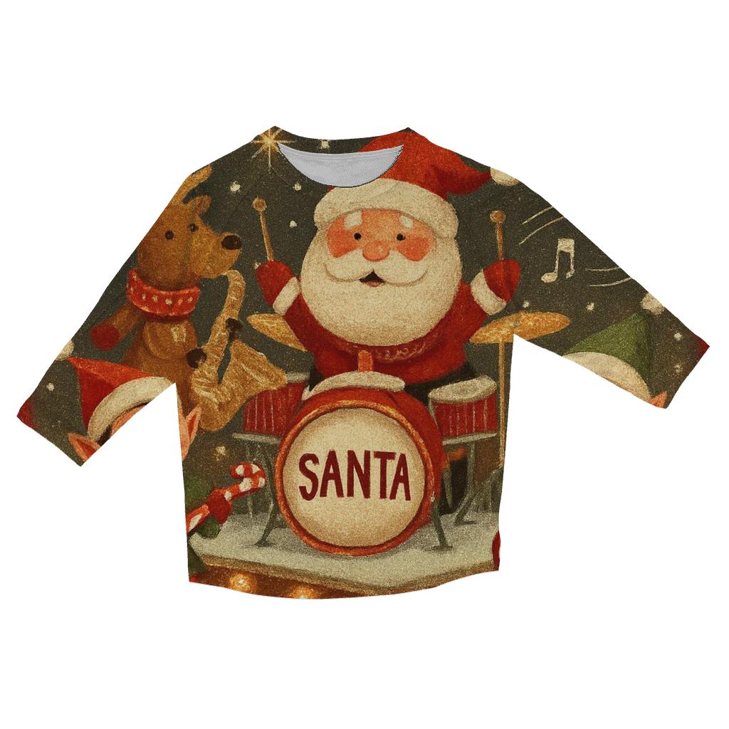Santa Sleigh Garage Band stylish quarter sleeve tops